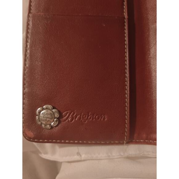 Brighton Black Vintage Leather Heart Stitch Checkbook with Deep Cherry Interior - Picture 4 of 6